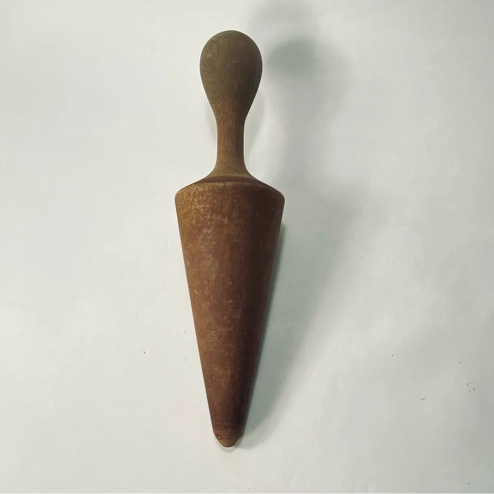 Vintage Primitive Rustic Wooden Cone-shaped Pestle or Masher